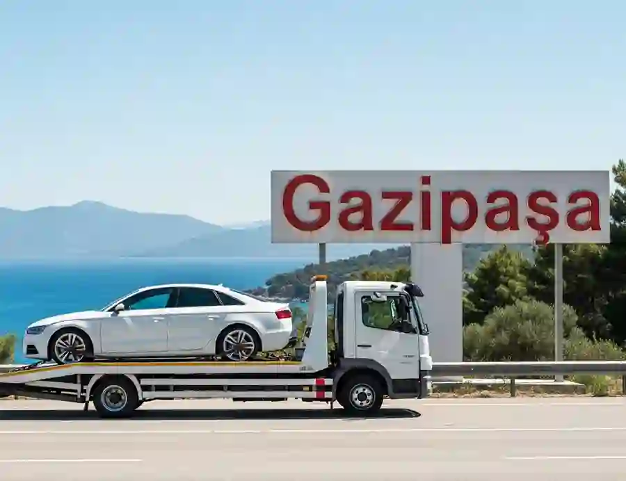 Gazipaşa'da çekici üzerinde araba Gazipaşa'da çekici üzerinde araba